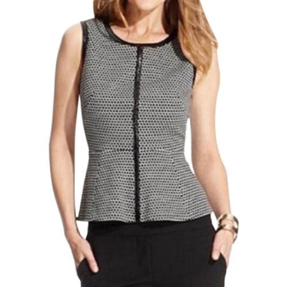Vince Camuto Black/White Peplum Top